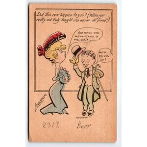 Lederer Artist Signed Comical Postcard Man Women How Do You Do 1905 Antique